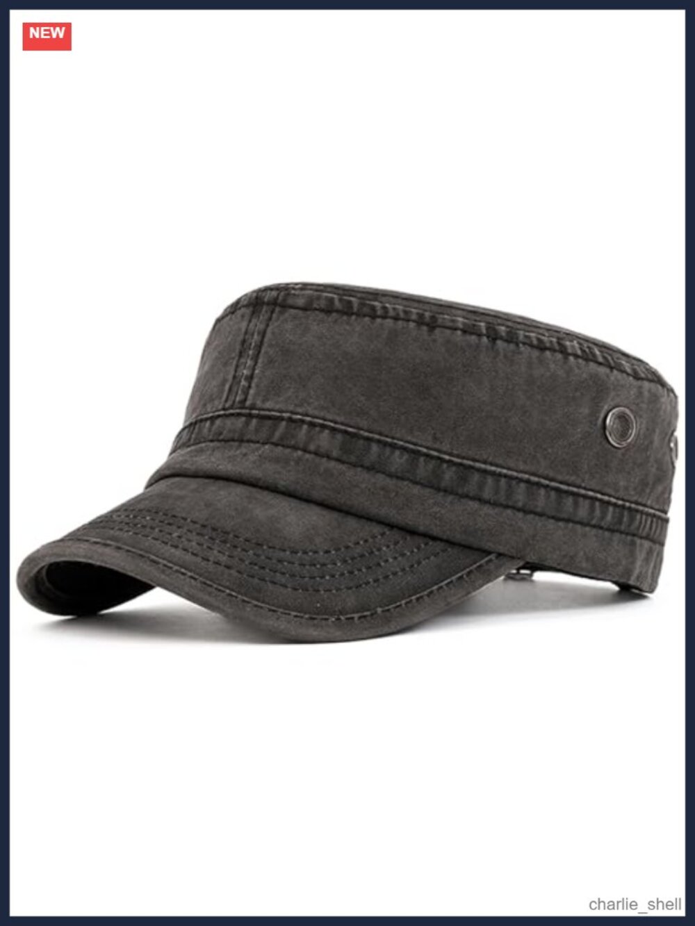 Washed Cotton Military Cadet Army Cap Flat Top Adjustable Hat